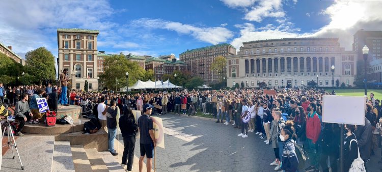 Protestors interrupt President Bollinger’s class in support of student workers’ strike