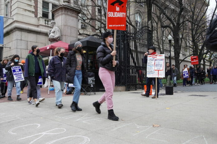 Striking Columbia Student Workers Picket University, Supported by New School Unions